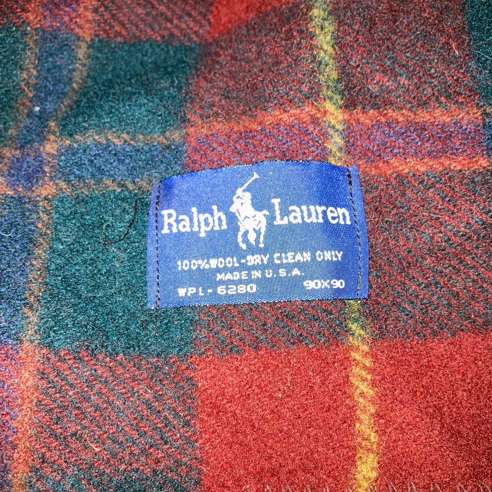 (1)Beautiful (vintage) Ralph Lauren 100% wool plaid blanket pristine condition